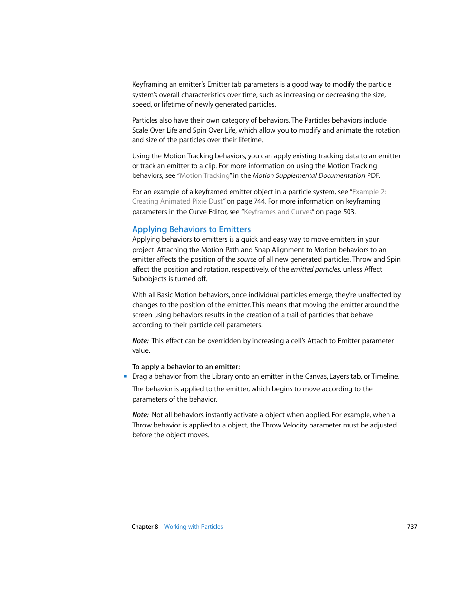 Applying behaviors to emitters | Apple Motion 3 User Manual | Page 737 / 1288