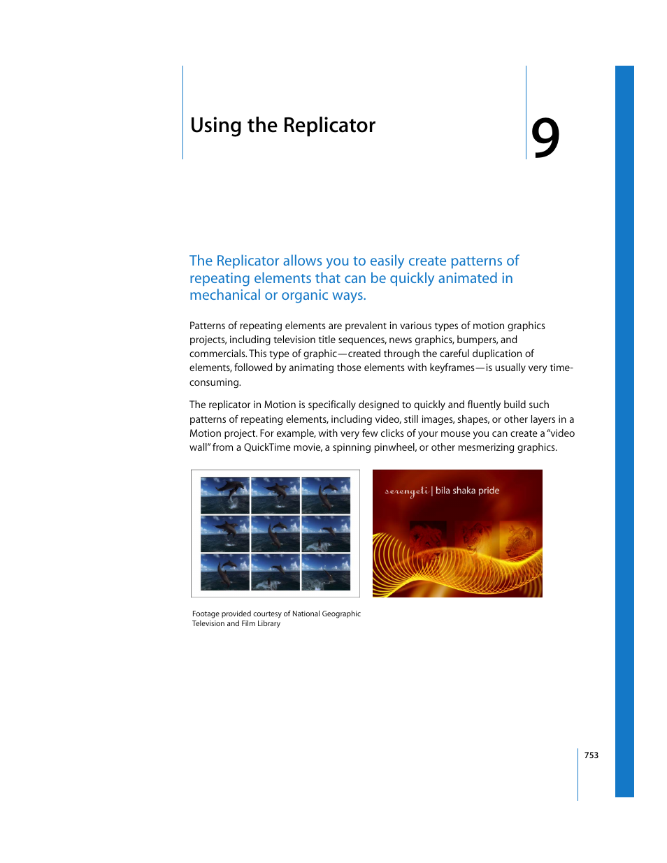 Using the replicator, Chapter 9 | Apple Motion 3 User Manual | Page 753 / 1288