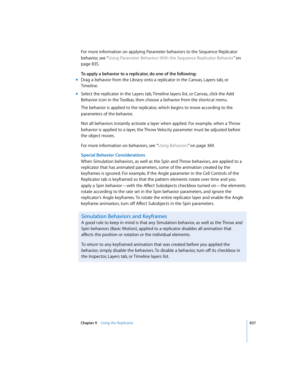 Simulation behaviors and keyframes | Apple Motion 3 User Manual | Page 837 / 1288