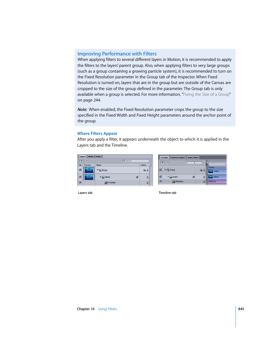 Improving performance with filters | Apple Motion 3 User Manual | Page 845 / 1288