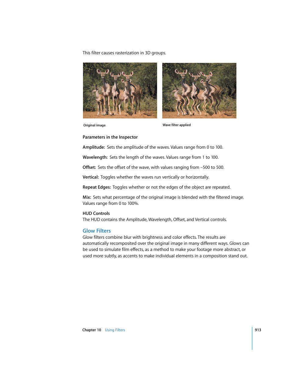 Glow filters | Apple Motion 3 User Manual | Page 913 / 1288