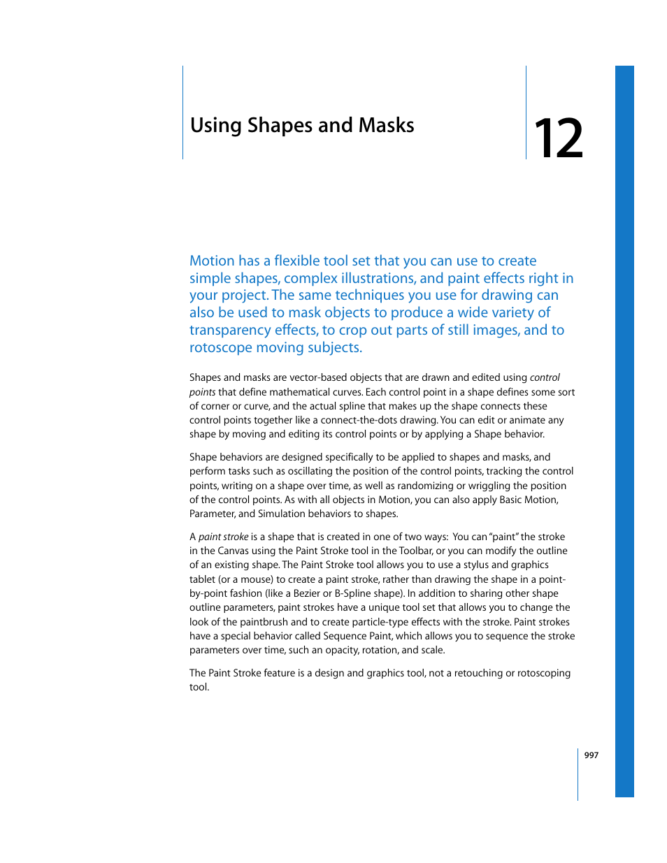 Using shapes and masks, Chapter 12, Using shapes and | Masks, Using, Shapes and masks | Apple Motion 3 User Manual | Page 997 / 1288