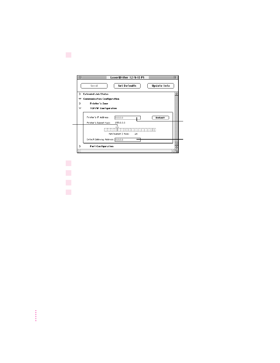 Viewing and changing communication settings | Apple LaserWriter 12/640 PS User Manual | Page 266 / 354