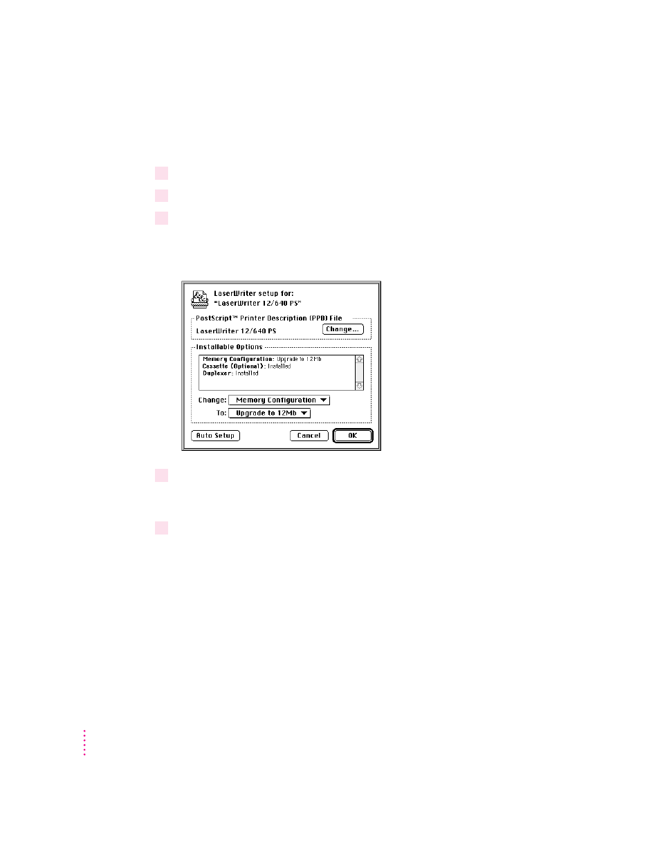 Step 3: naming the printer and setting its zone | Apple LaserWriter 12/640 PS User Manual | Page 38 / 354