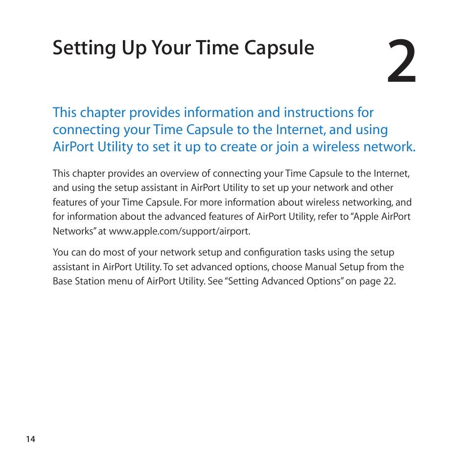 Setting up your time capsule | Apple AirPort Time Capsule 802.11n (4th Generation) User Manual | Page 14 / 44