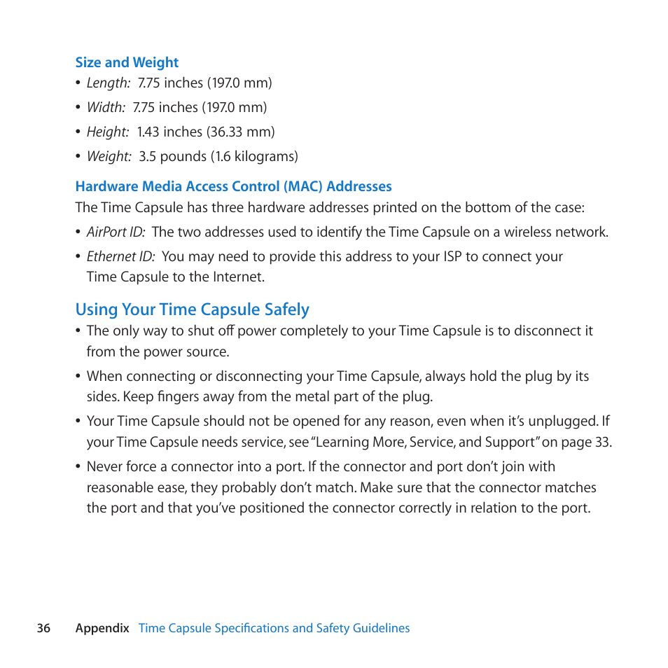 Apple AirPort Time Capsule 802.11n (4th Generation) User Manual | Page 36 / 44