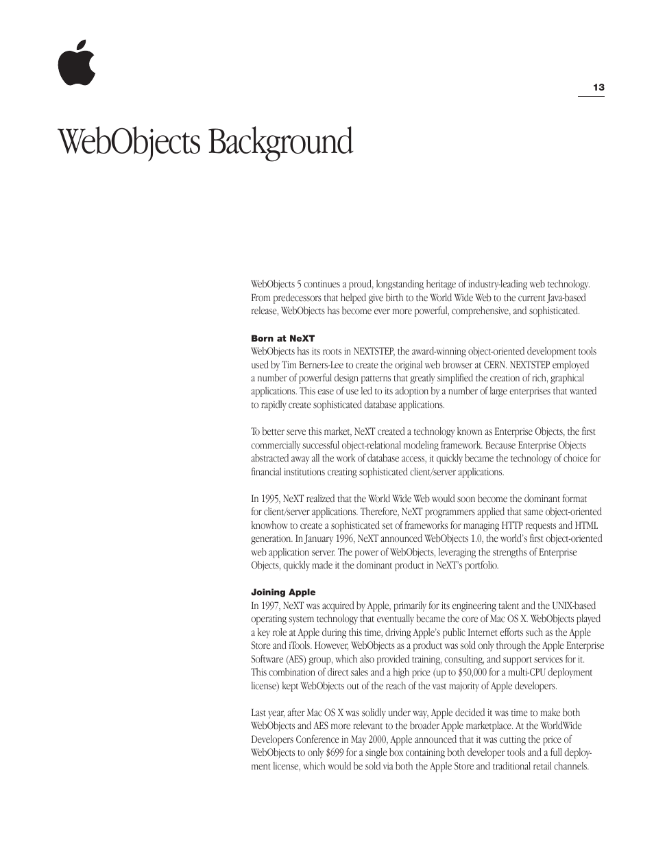 Webobjects background | Apple WebObjects 5 User Manual | Page 13 / 16