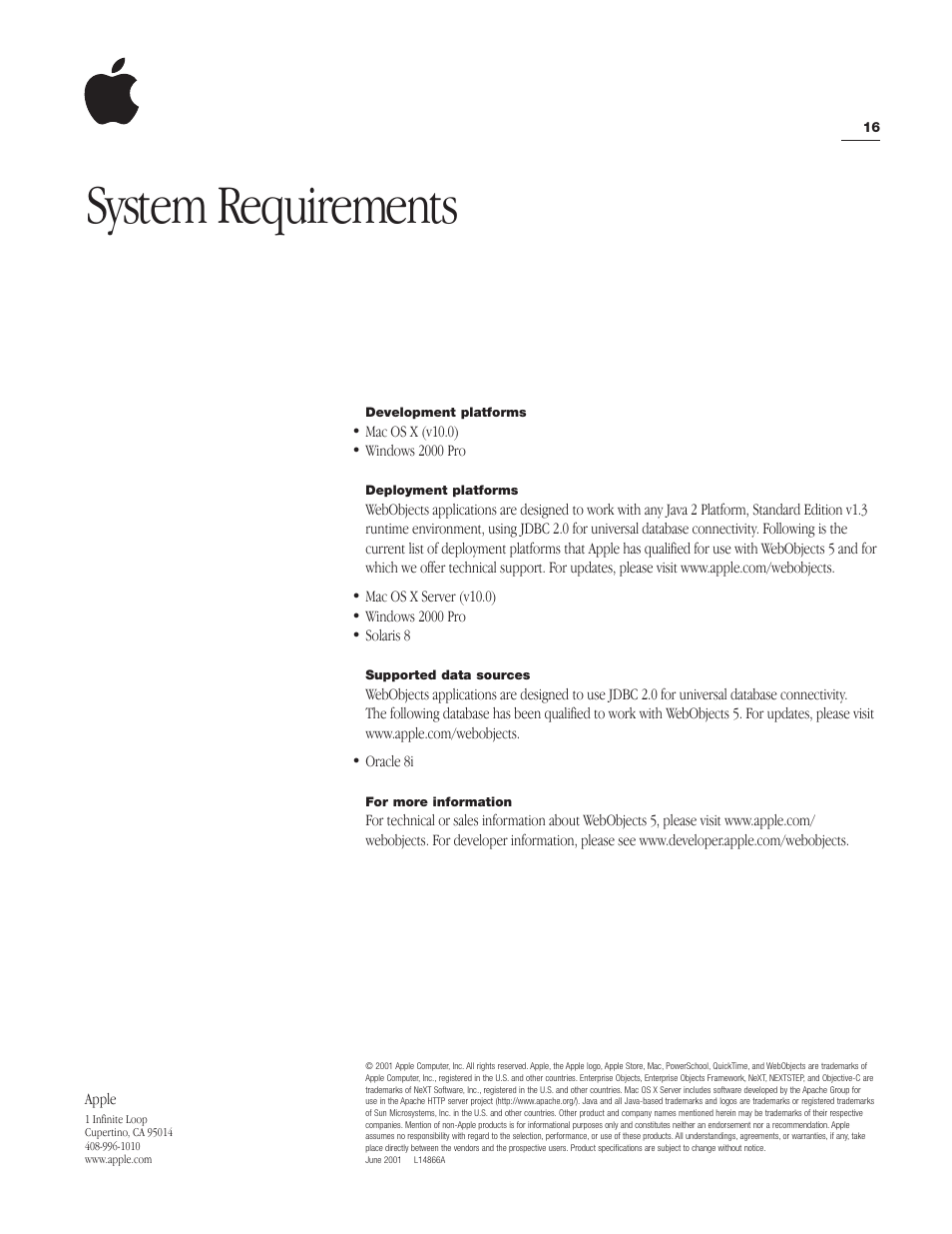 System requirements | Apple WebObjects 5 User Manual | Page 16 / 16