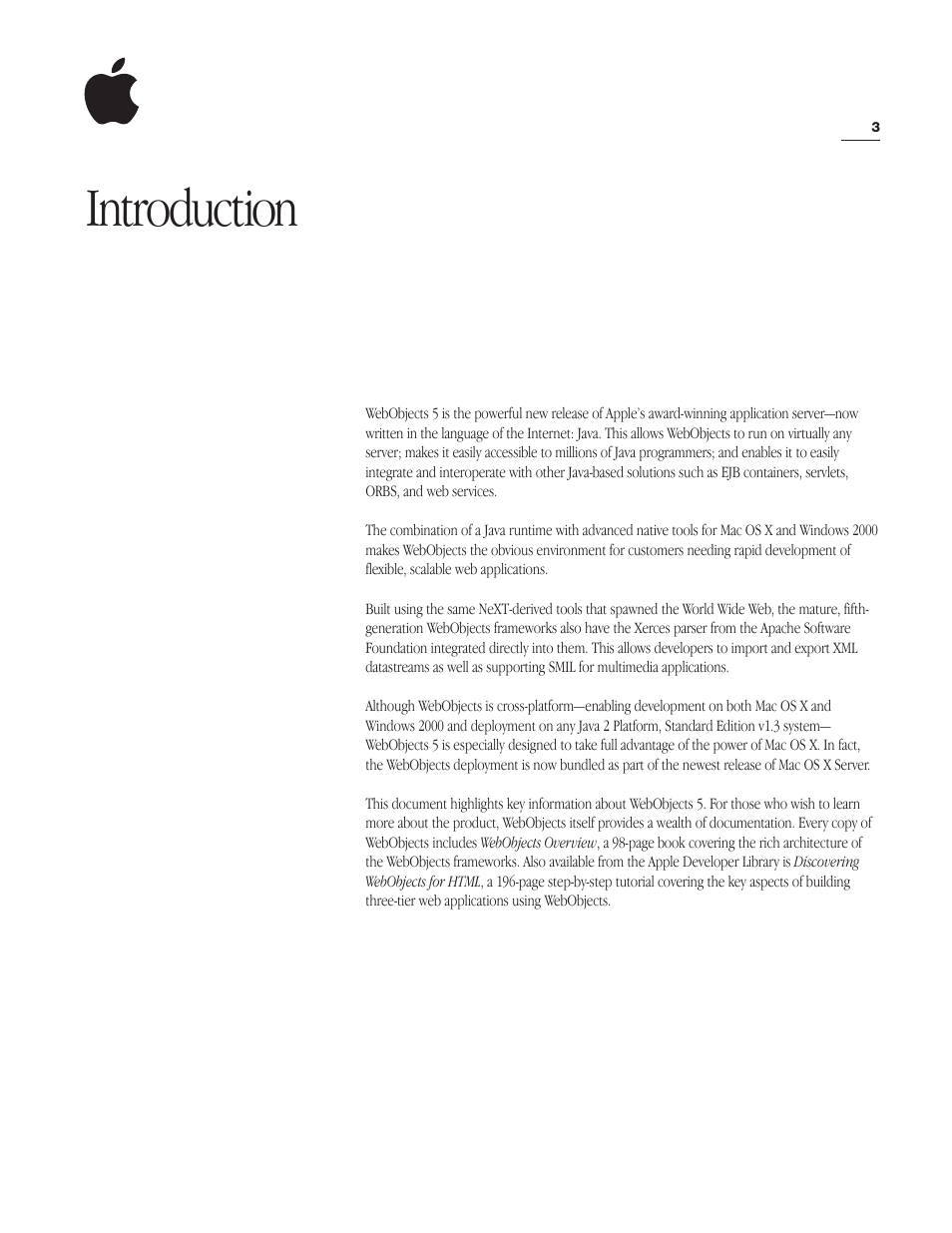 Introduction | Apple WebObjects 5 User Manual | Page 3 / 16