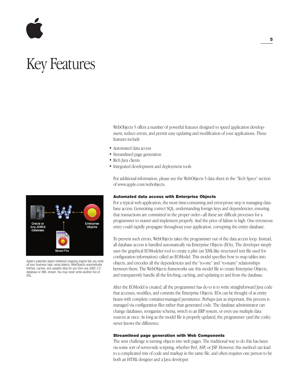 Key features | Apple WebObjects 5 User Manual | Page 5 / 16