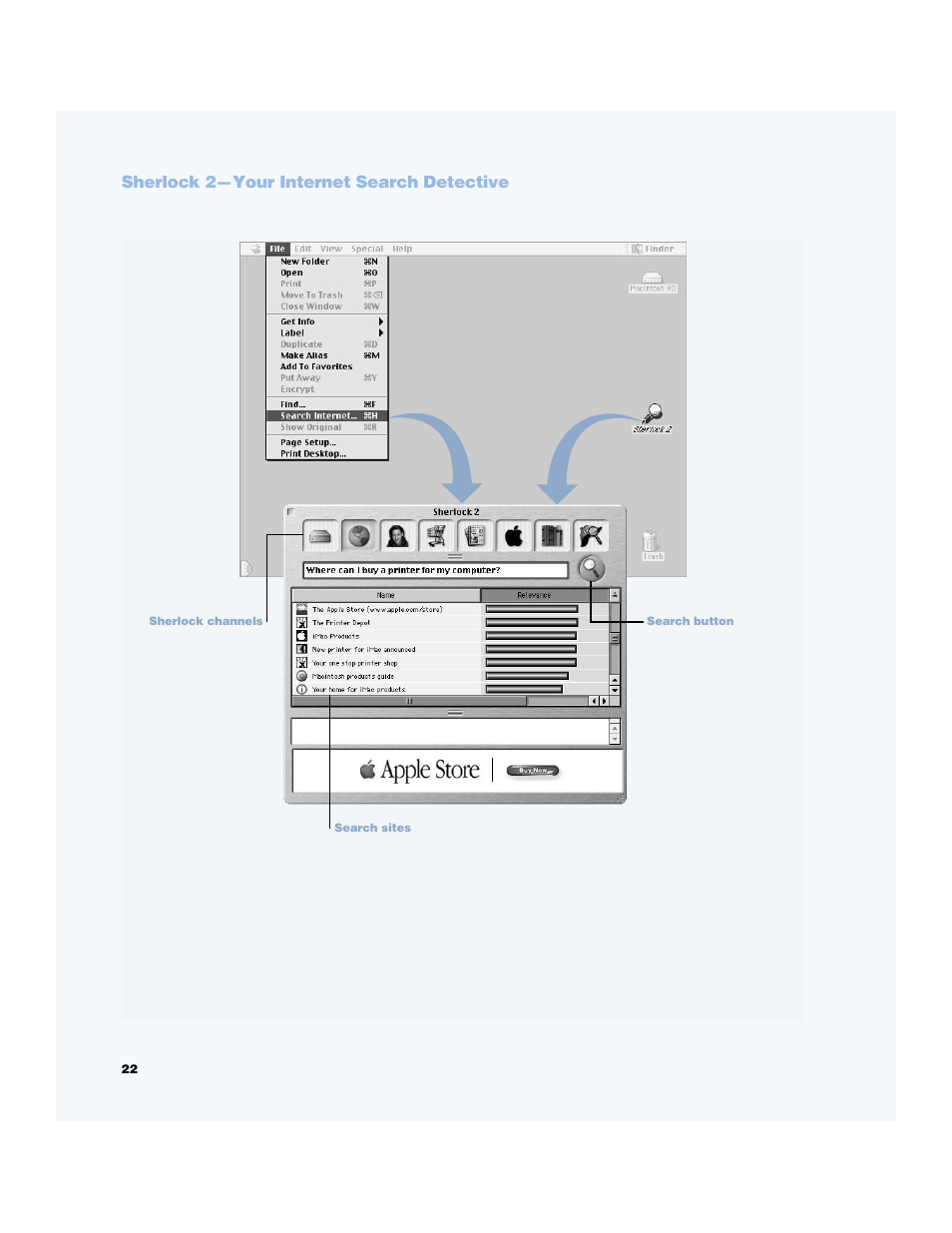 Sherlock 2—your internet search detective | Apple Power Mac G4 (Gigabit Ethernet) User Manual | Page 22 / 92