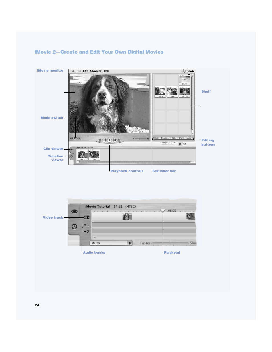 Imovie 2—create and edit your own digital movies | Apple Power Mac G4 (Gigabit Ethernet) User Manual | Page 24 / 92