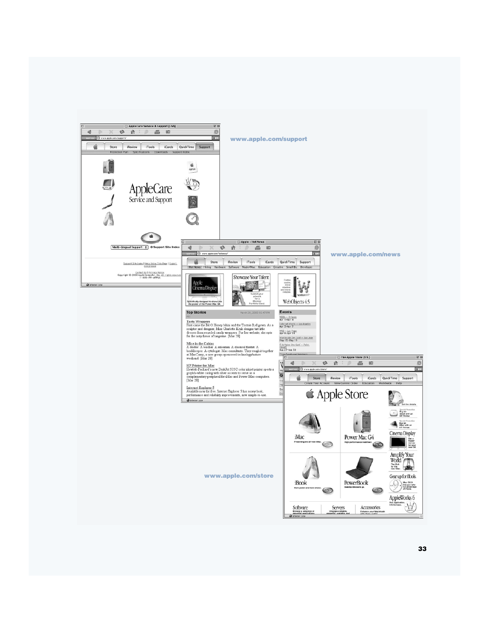 Apple support, Apple hot news, The apple store | Apple Power Mac G4 (Gigabit Ethernet) User Manual | Page 33 / 92