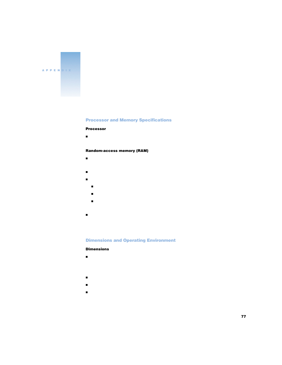 Specifications | Apple Power Mac G4 (Gigabit Ethernet) User Manual | Page 77 / 92