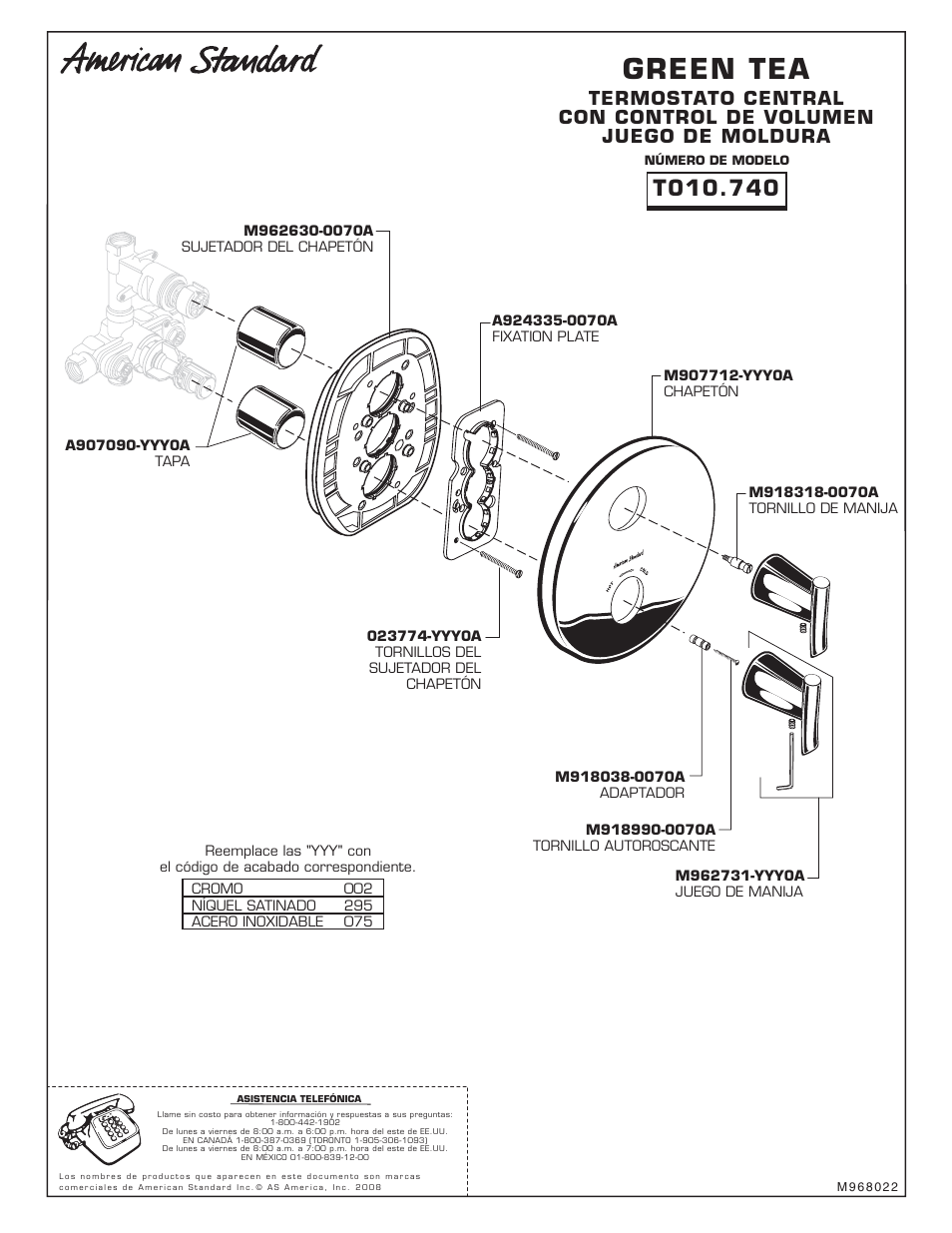 Green tea | American Standard T010.740 User Manual | Page 12 / 12