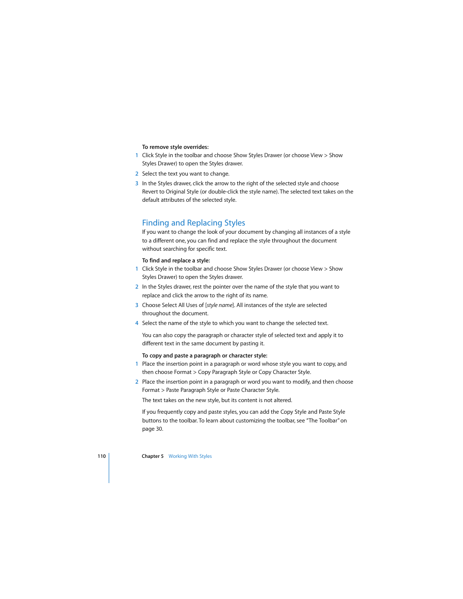 Finding and replacing styles | Apple Pages 2 User Manual | Page 110 / 250