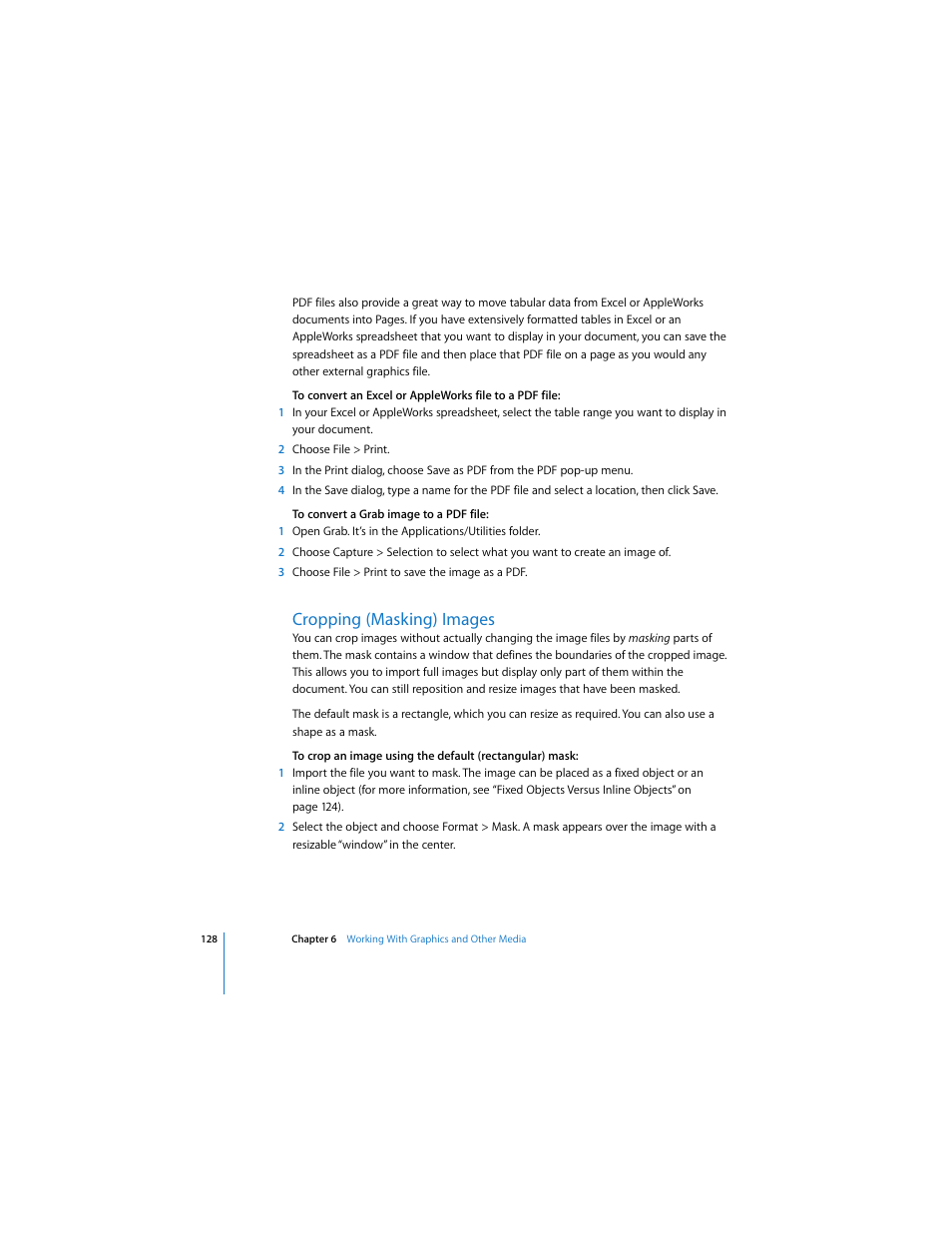 Cropping (masking) images | Apple Pages 2 User Manual | Page 128 / 250