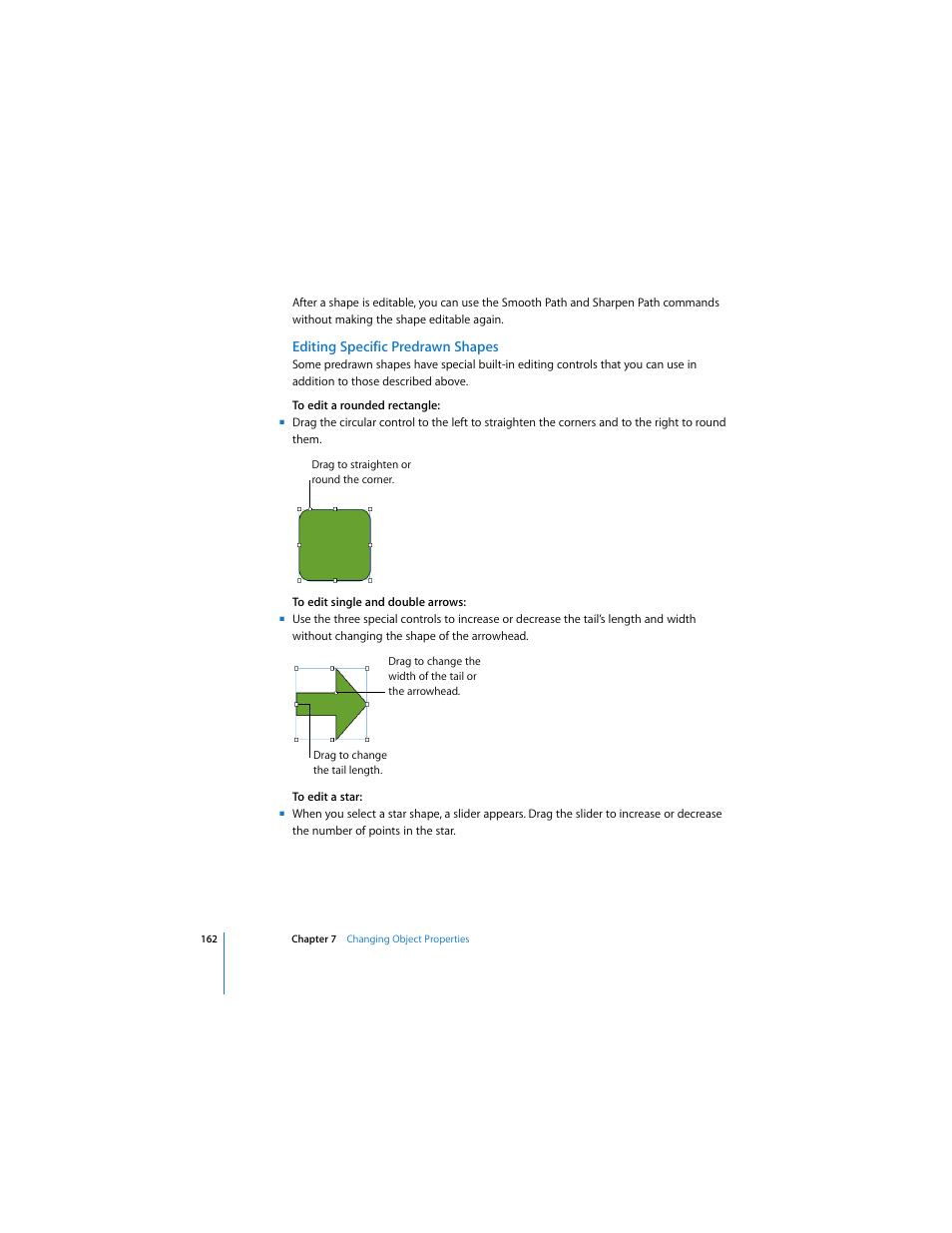 Editing specific predrawn shapes | Apple Pages 2 User Manual | Page 162 / 250