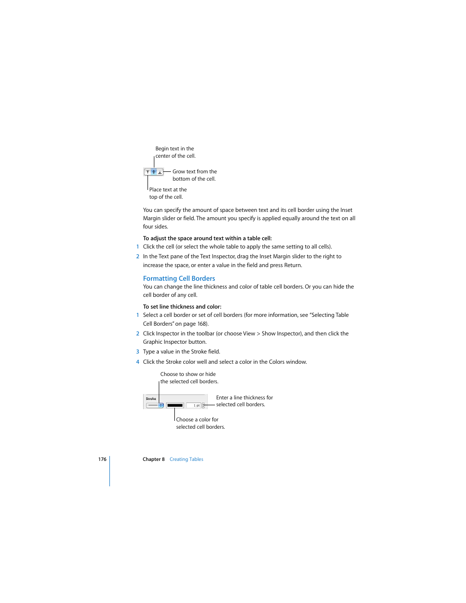 Formatting cell borders | Apple Pages 2 User Manual | Page 176 / 250