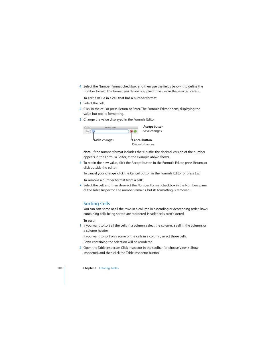 Sorting cells | Apple Pages 2 User Manual | Page 180 / 250