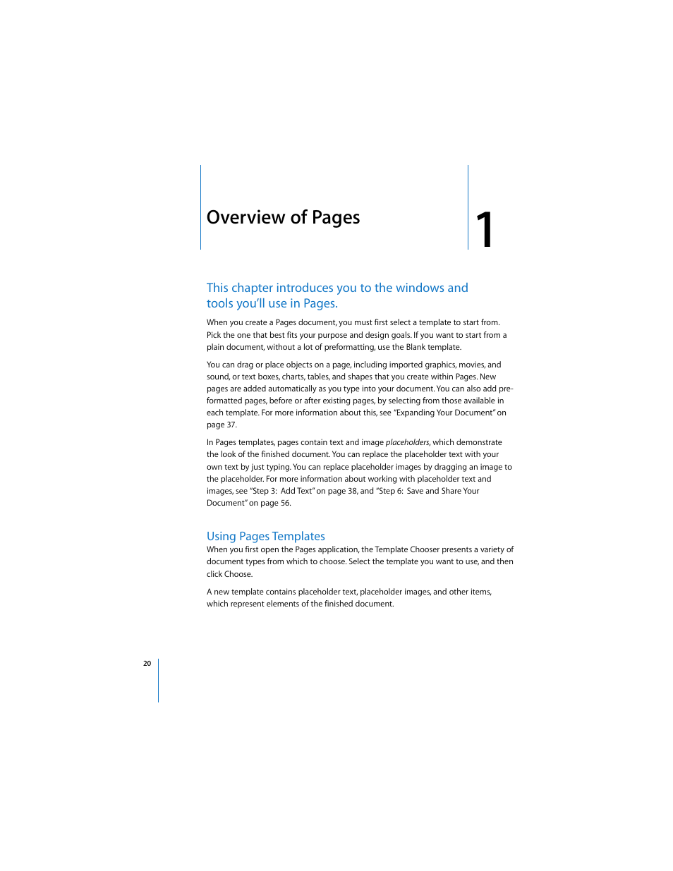 Overview of pages | Apple Pages 2 User Manual | Page 20 / 250