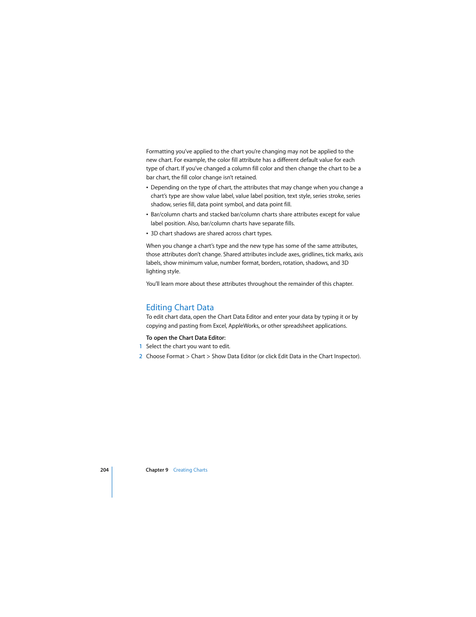 Editing chart data | Apple Pages 2 User Manual | Page 204 / 250