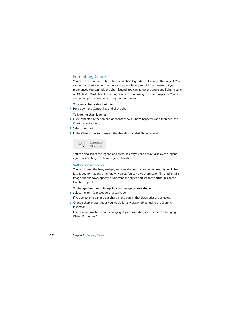 Formatting charts, Setting chart colors | Apple Pages 2 User Manual | Page 206 / 250