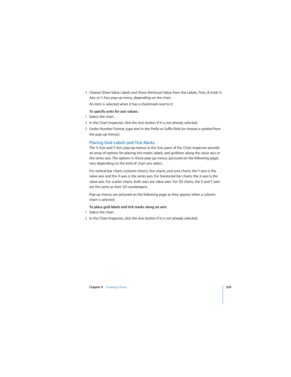 Placing grid labels and tick marks | Apple Pages 2 User Manual | Page 209 / 250