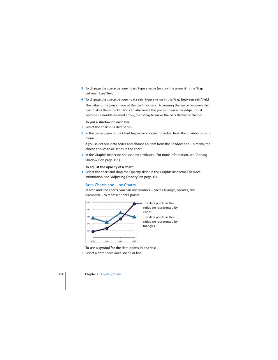 Area charts and line charts | Apple Pages 2 User Manual | Page 214 / 250