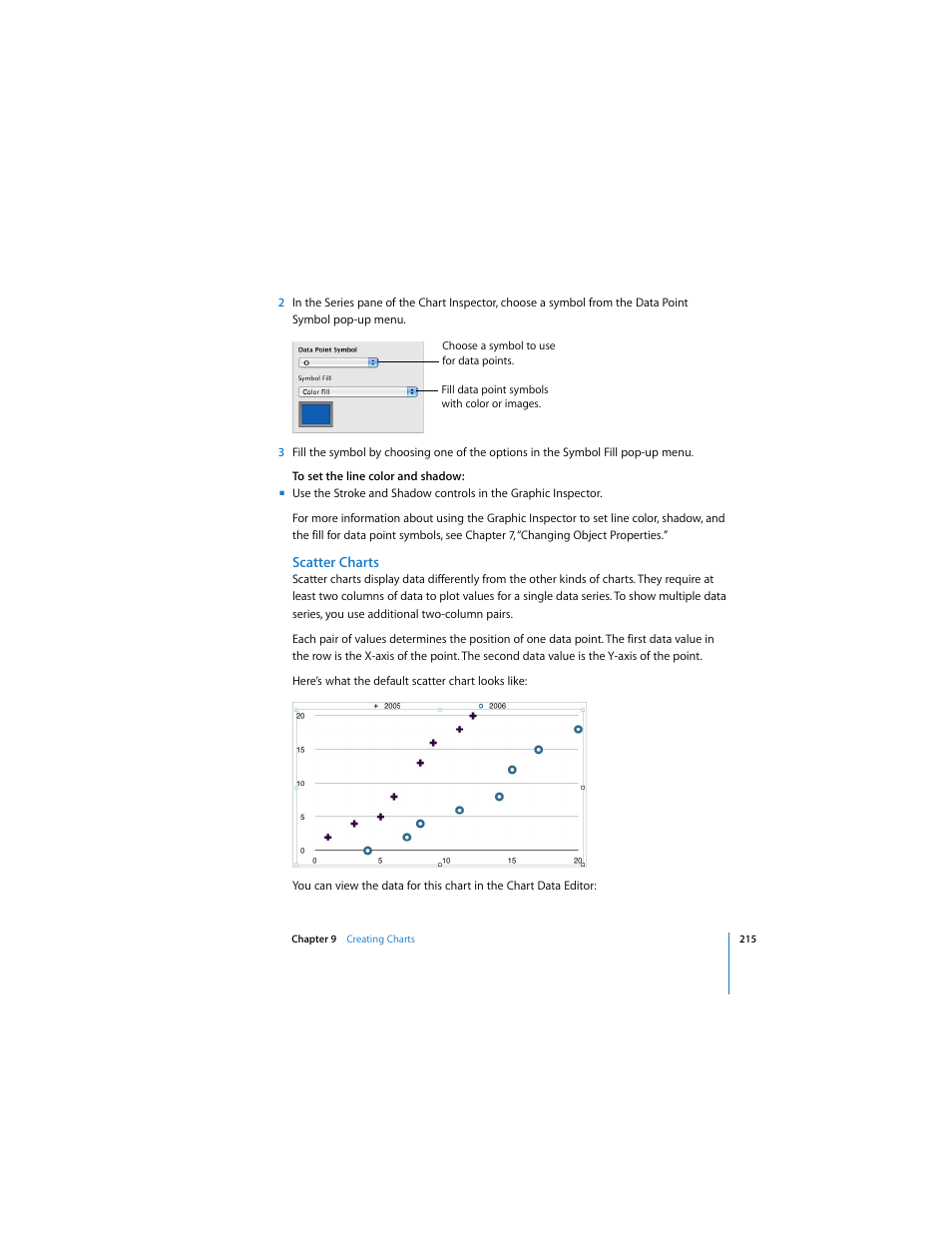Scatter charts | Apple Pages 2 User Manual | Page 215 / 250