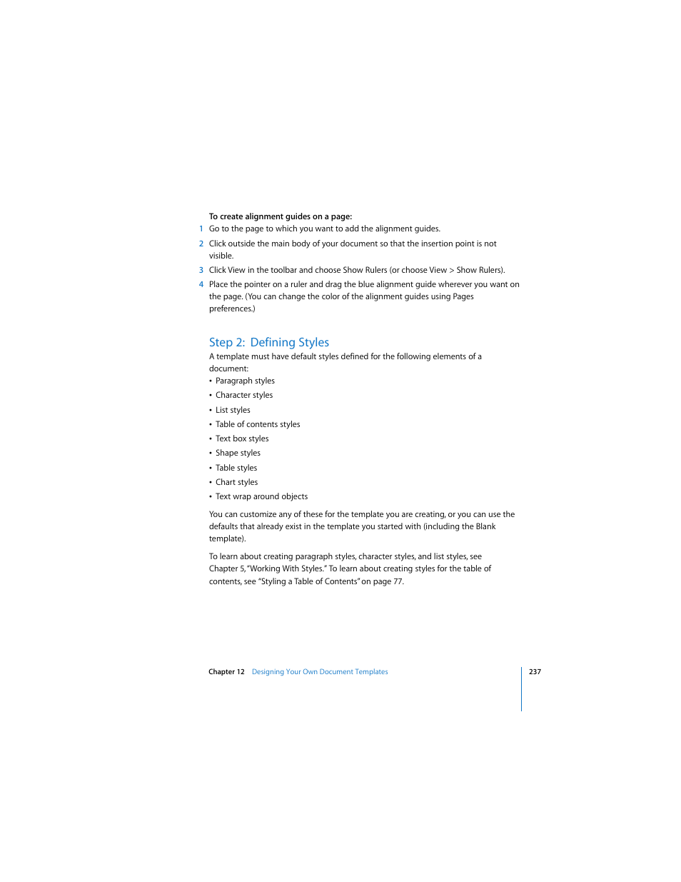 Step 2:defining styles, Step 2: defining styles | Apple Pages 2 User Manual | Page 237 / 250