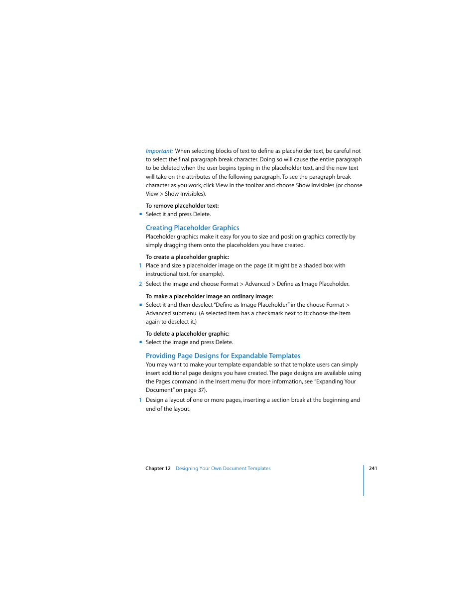 Creating placeholder graphics | Apple Pages 2 User Manual | Page 241 / 250