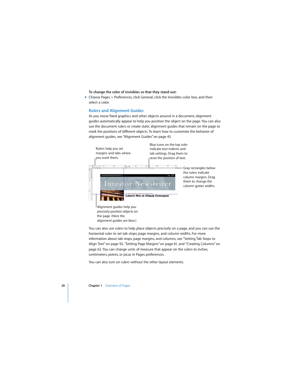 Rulers and alignment guides | Apple Pages 2 User Manual | Page 26 / 250