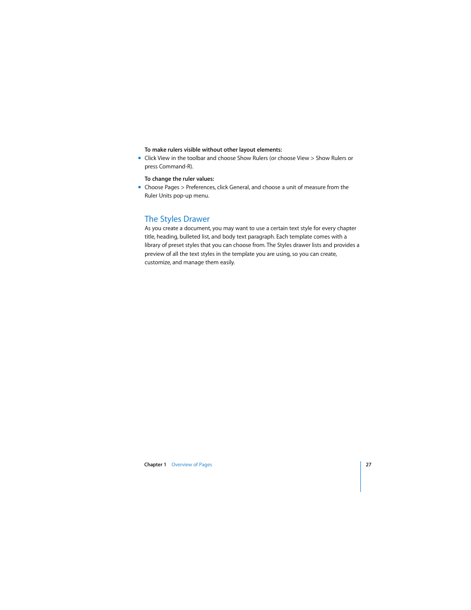 The styles drawer | Apple Pages 2 User Manual | Page 27 / 250