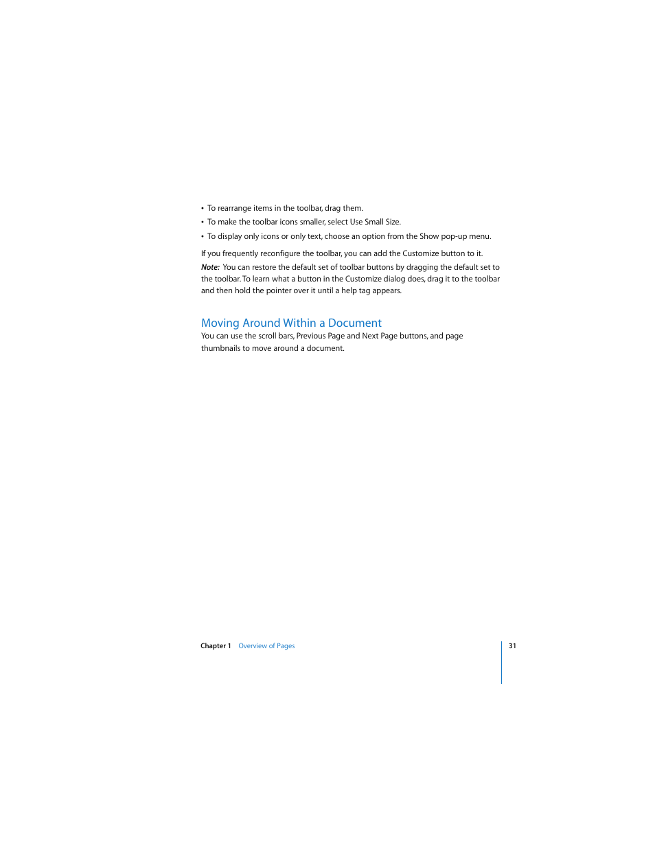 Moving around within a document | Apple Pages 2 User Manual | Page 31 / 250