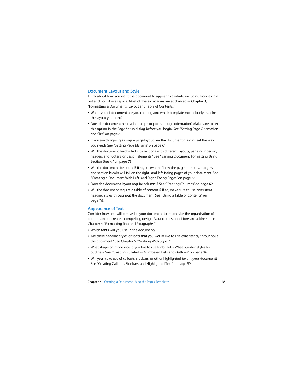 Document layout and style, Appearance of text | Apple Pages 2 User Manual | Page 35 / 250