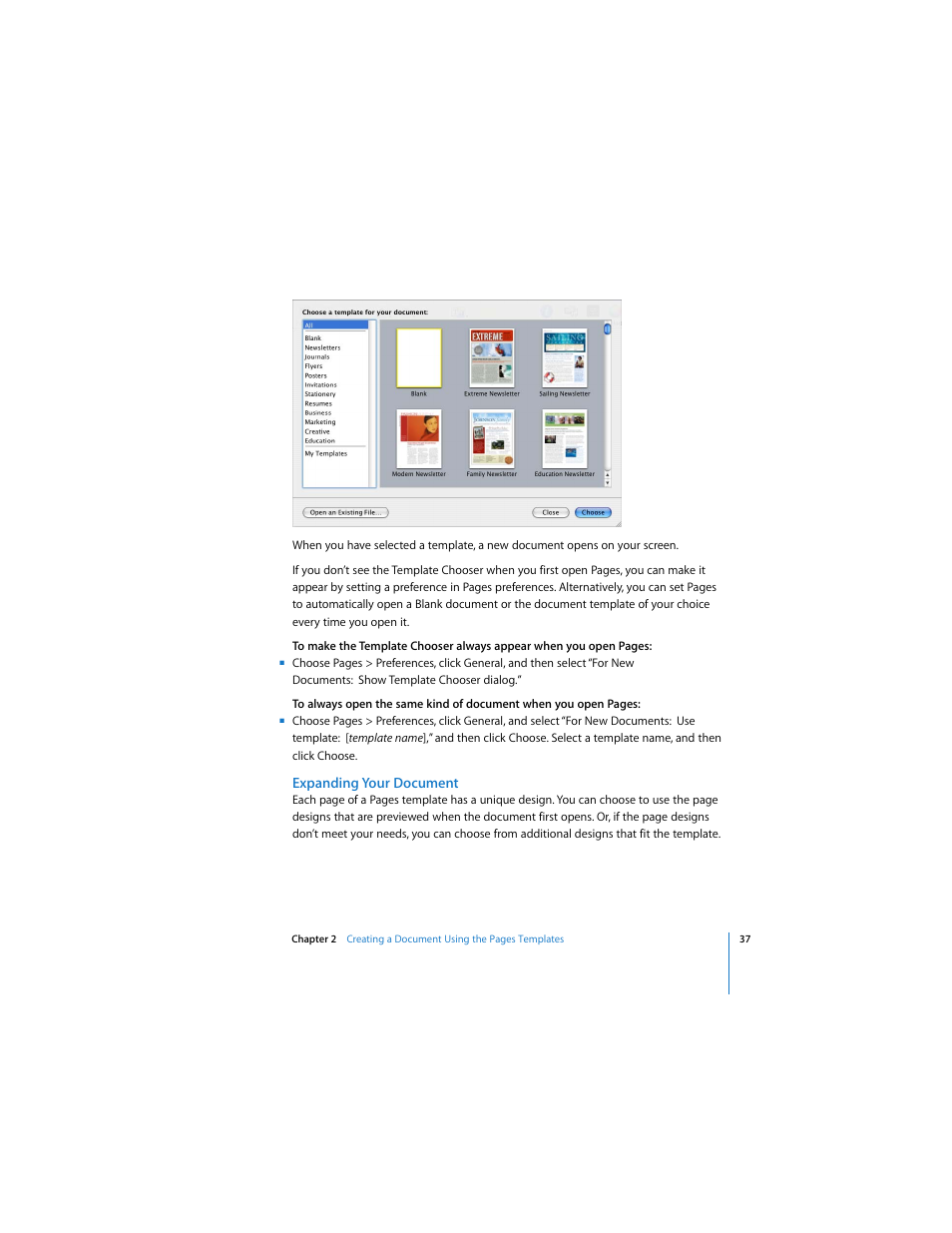 Expanding your document, See “expanding your document” on | Apple Pages 2 User Manual | Page 37 / 250