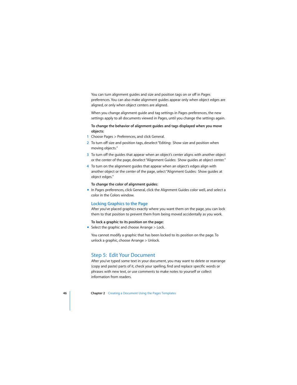 Step 5:edit your document, Step 5: edit your document | Apple Pages 2 User Manual | Page 46 / 250