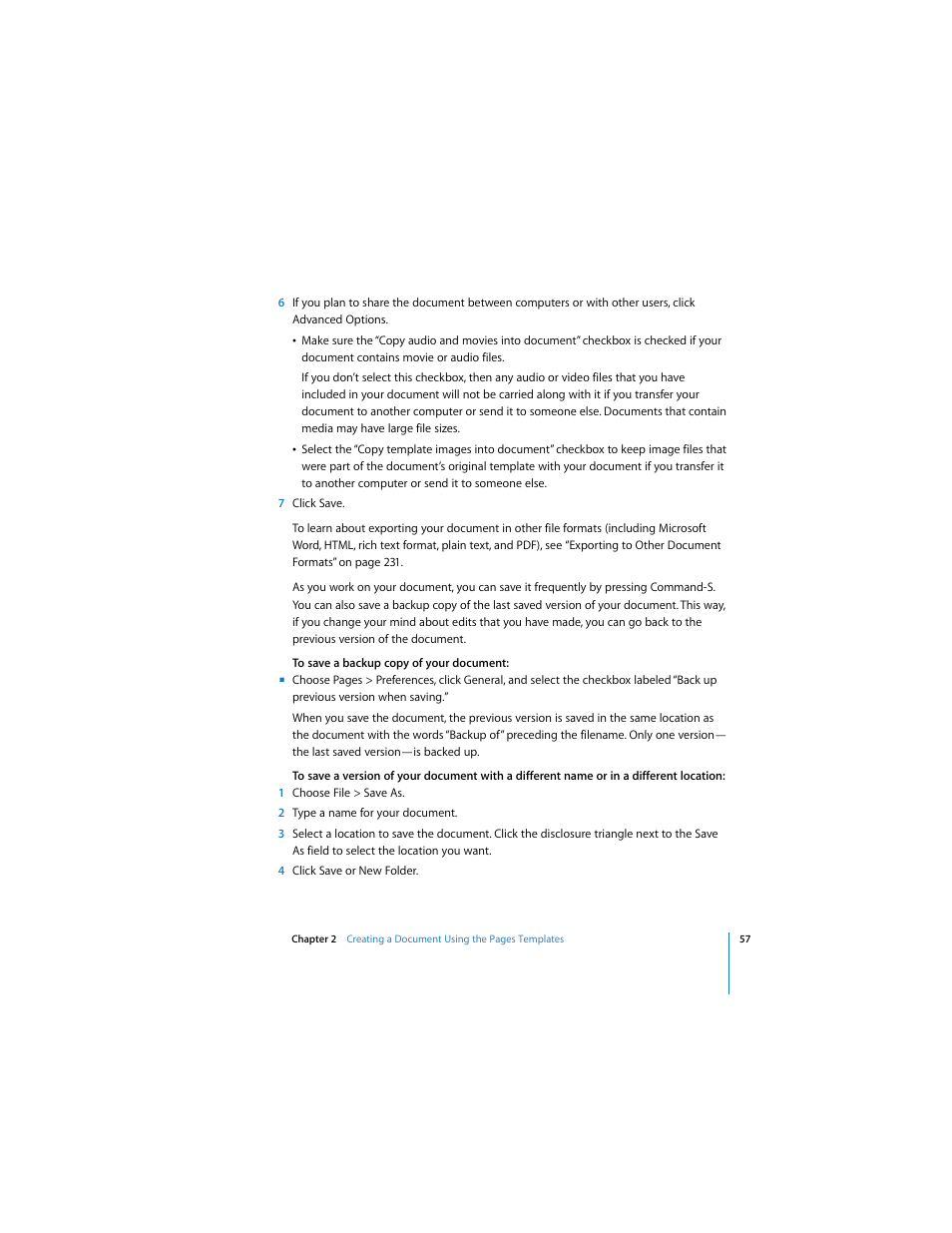 Apple Pages 2 User Manual | Page 57 / 250