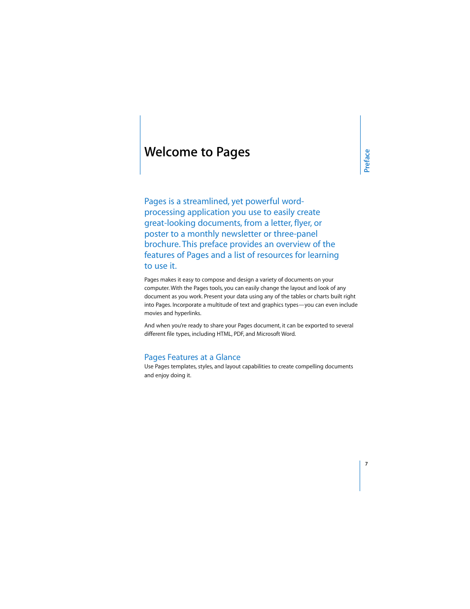 Welcome to pages | Apple Pages 2 User Manual | Page 7 / 250