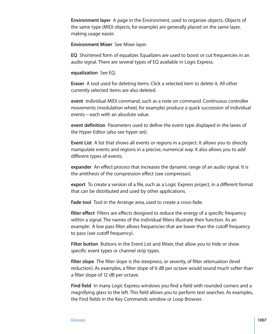 Apple Logic Express 8 User Manual | Page 1007 / 1055