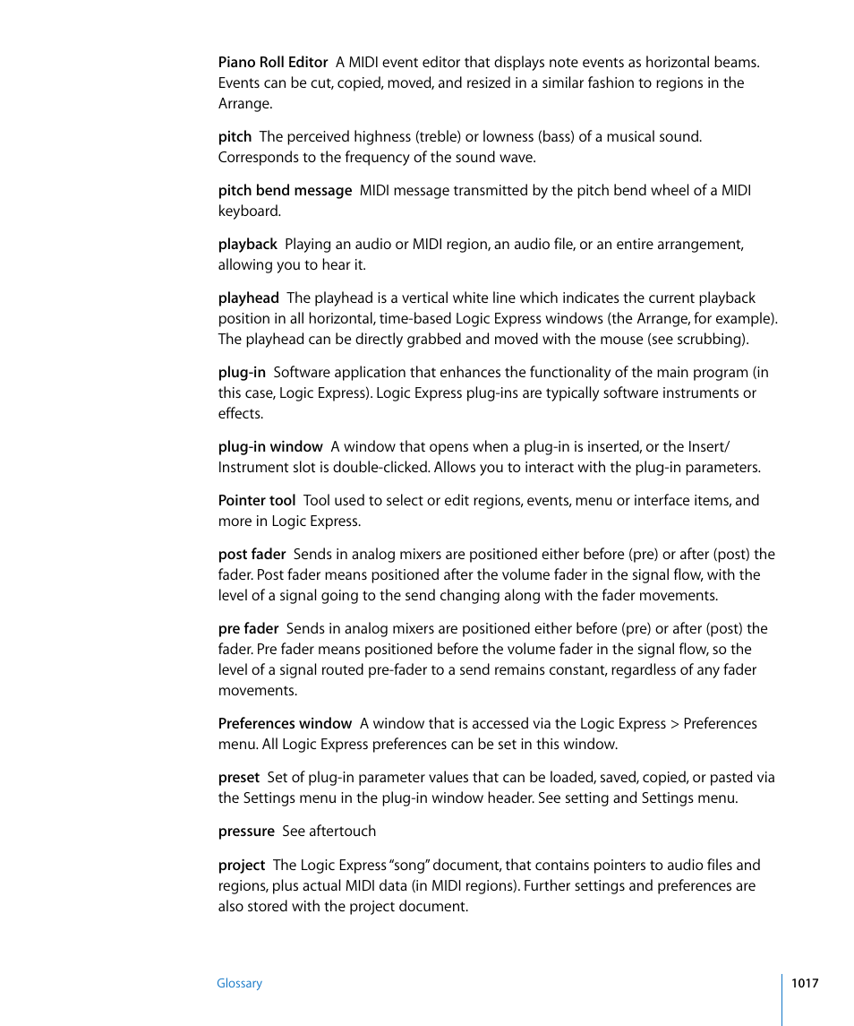 Apple Logic Express 8 User Manual | Page 1017 / 1055