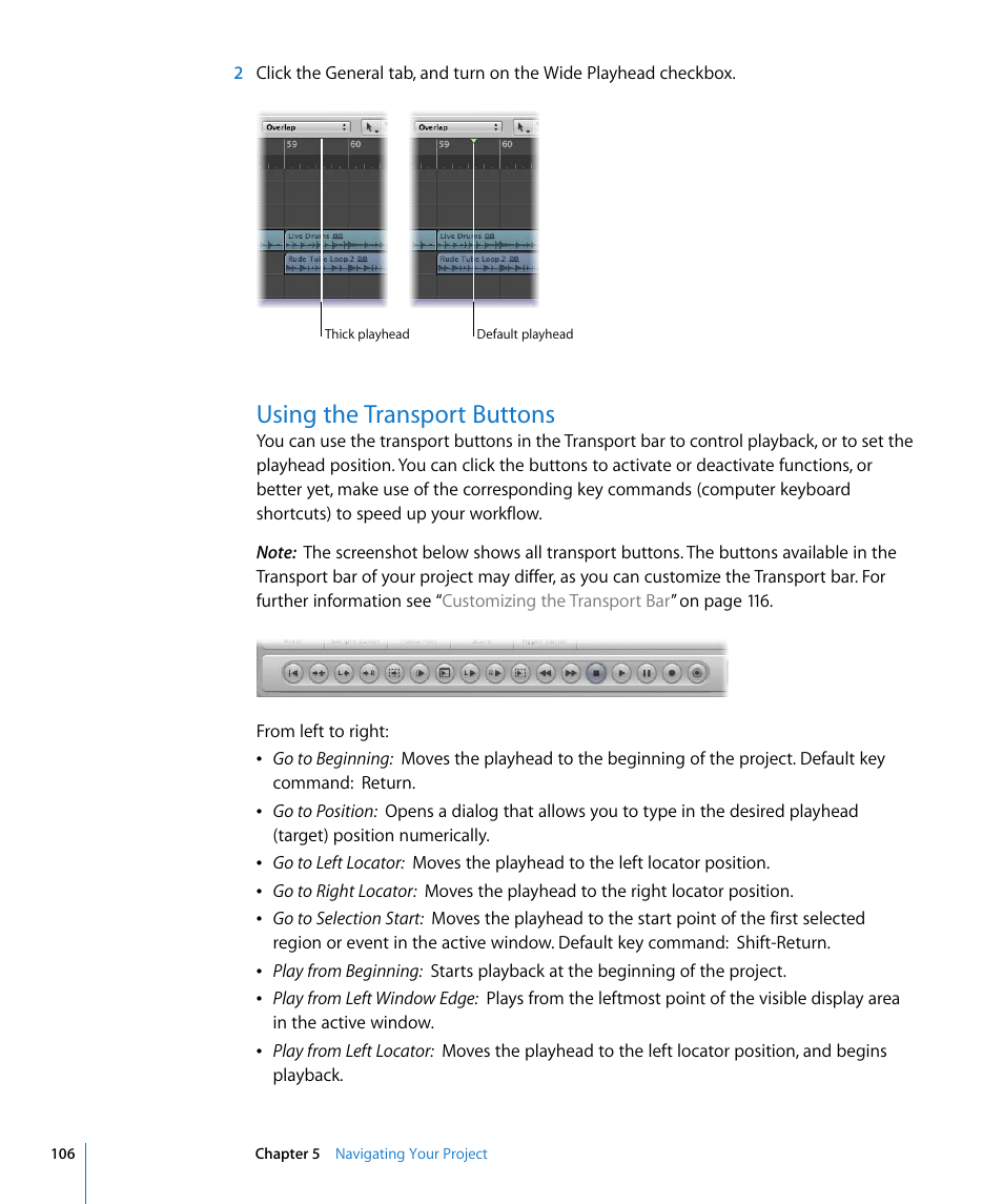 Using the transport buttons | Apple Logic Express 8 User Manual | Page 106 / 1055