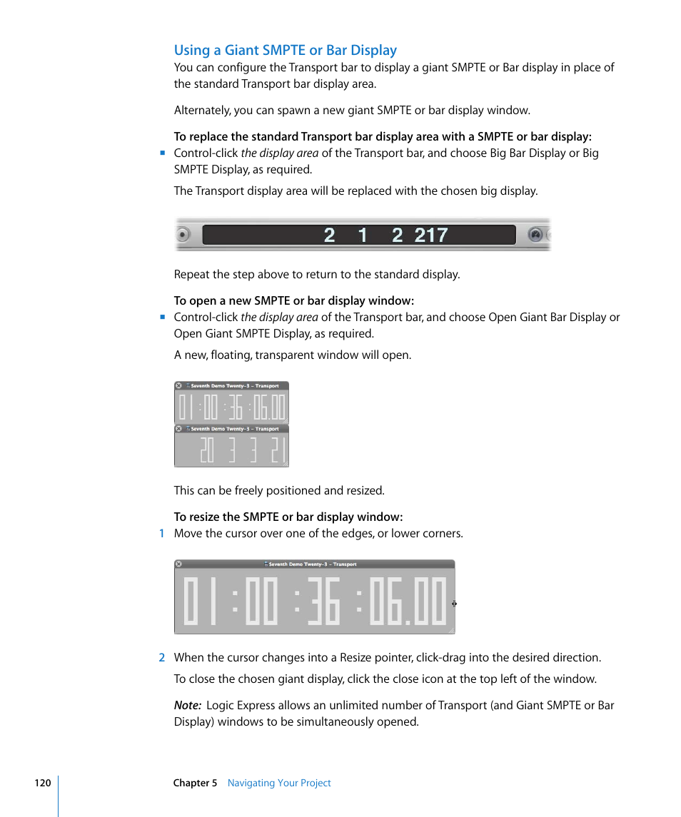 Using a giant smpte or bar display | Apple Logic Express 8 User Manual | Page 120 / 1055