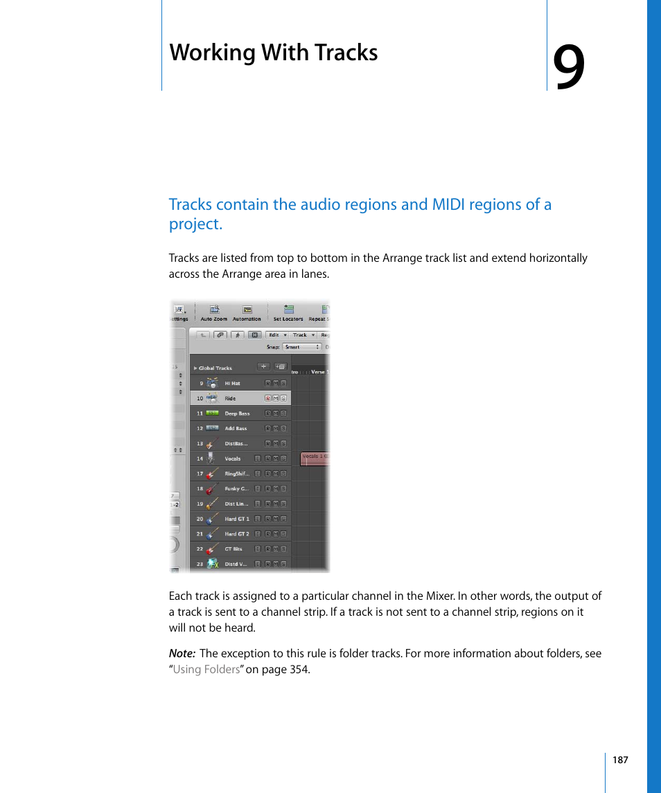 Working with tracks, Chapter 9 | Apple Logic Express 8 User Manual | Page 187 / 1055