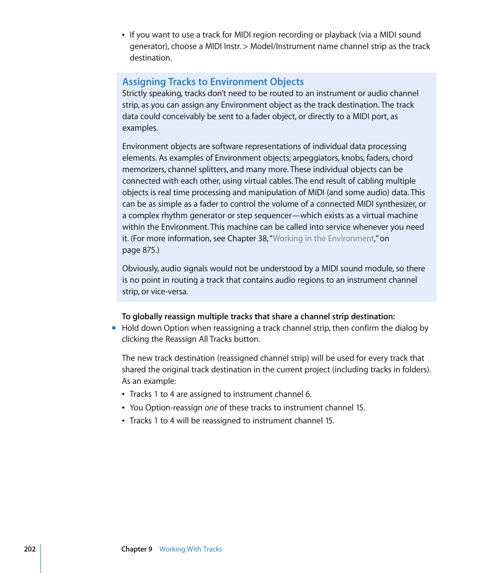 Assigning tracks to environment objects | Apple Logic Express 8 User Manual | Page 202 / 1055