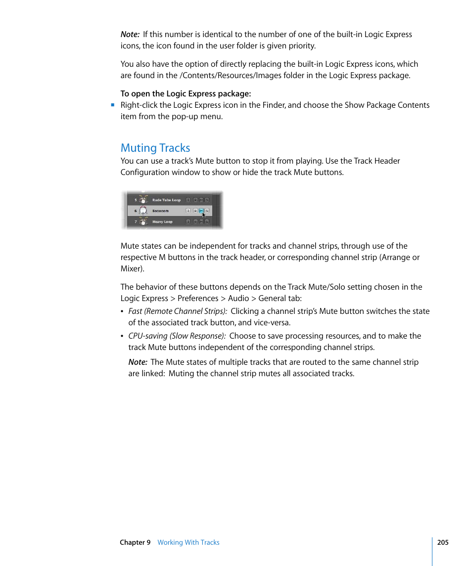 Muting tracks | Apple Logic Express 8 User Manual | Page 205 / 1055