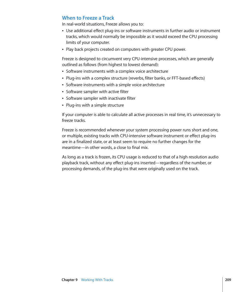 When to freeze a track | Apple Logic Express 8 User Manual | Page 209 / 1055