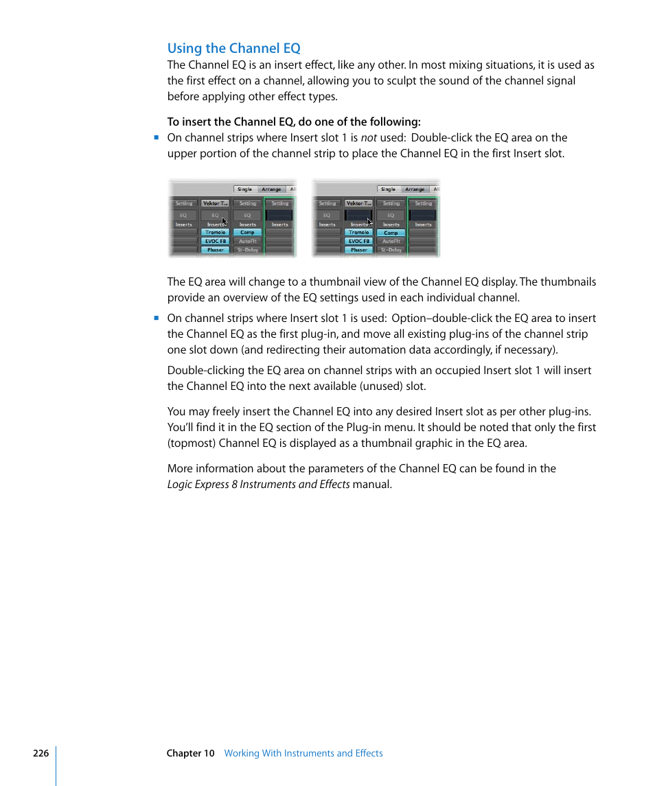 Using the channel eq | Apple Logic Express 8 User Manual | Page 226 / 1055
