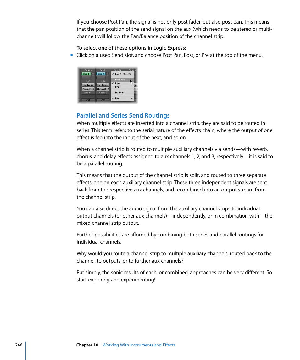 Parallel and series send routings | Apple Logic Express 8 User Manual | Page 246 / 1055